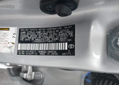 2007 Toyota Prius z USA, uszkodzony, nr VIN JTDKB20UX77680217